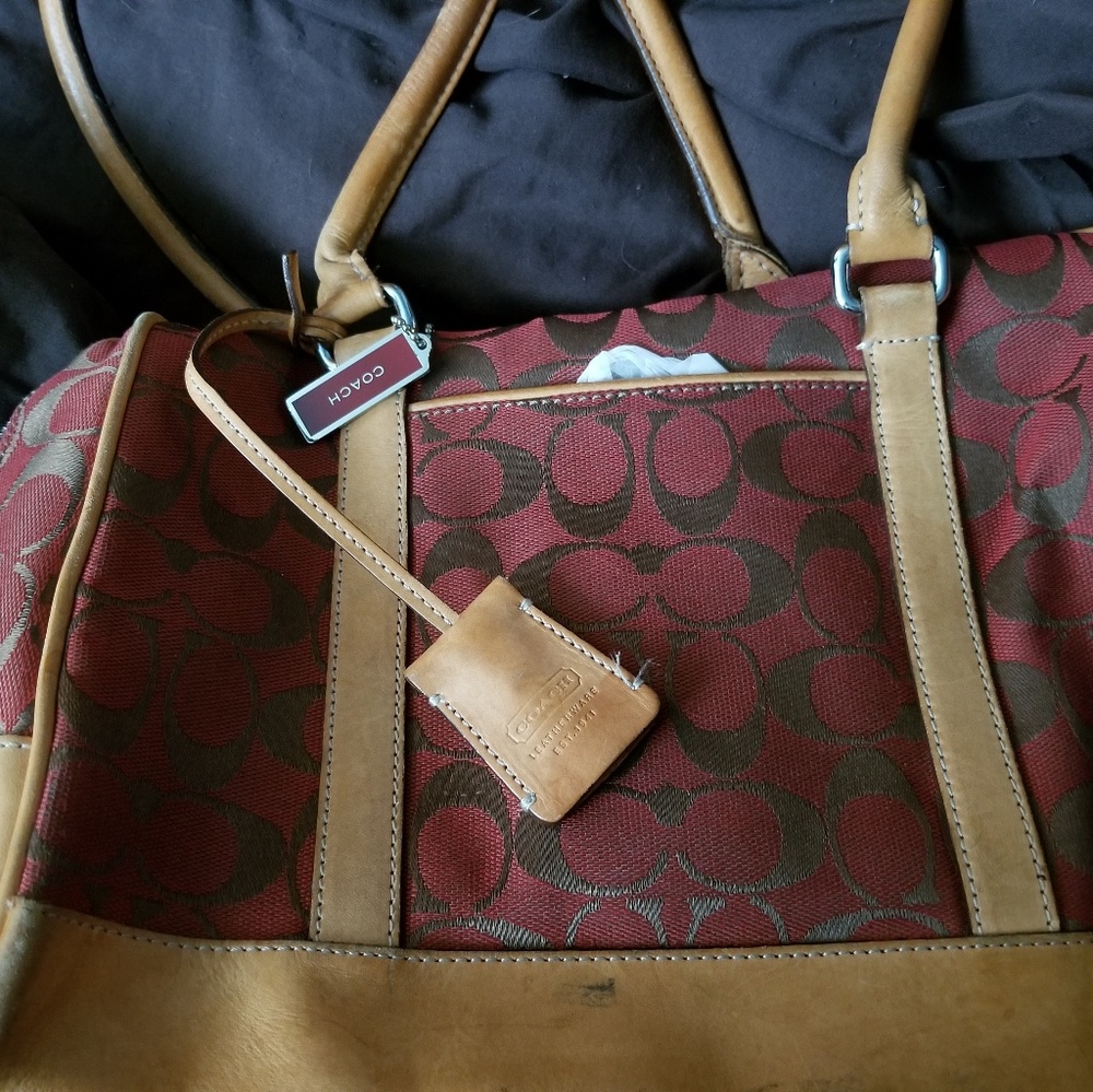 Red and brown signature coach bag 125 obo